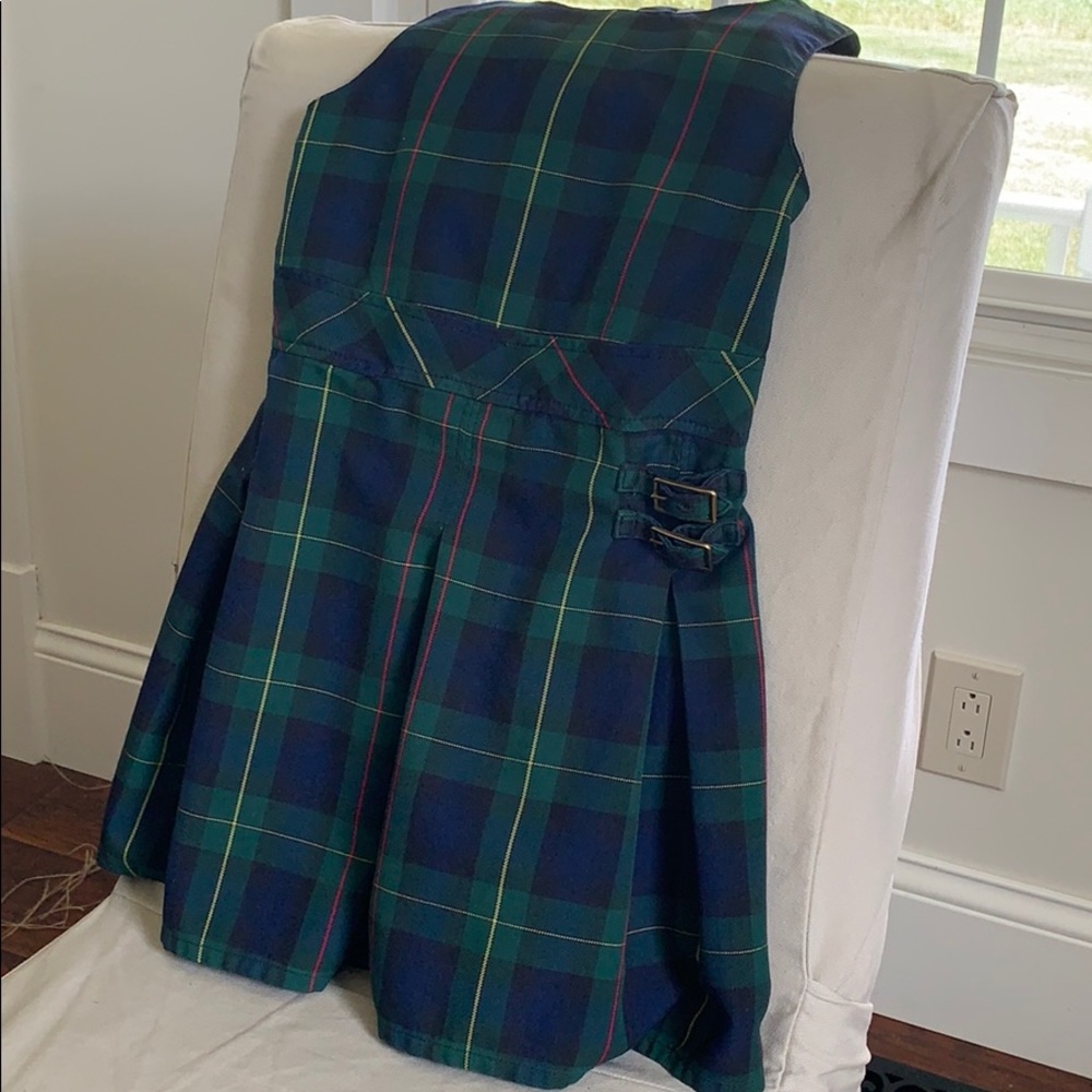 Land’s End girl’s uniform jumper in hunter plaid